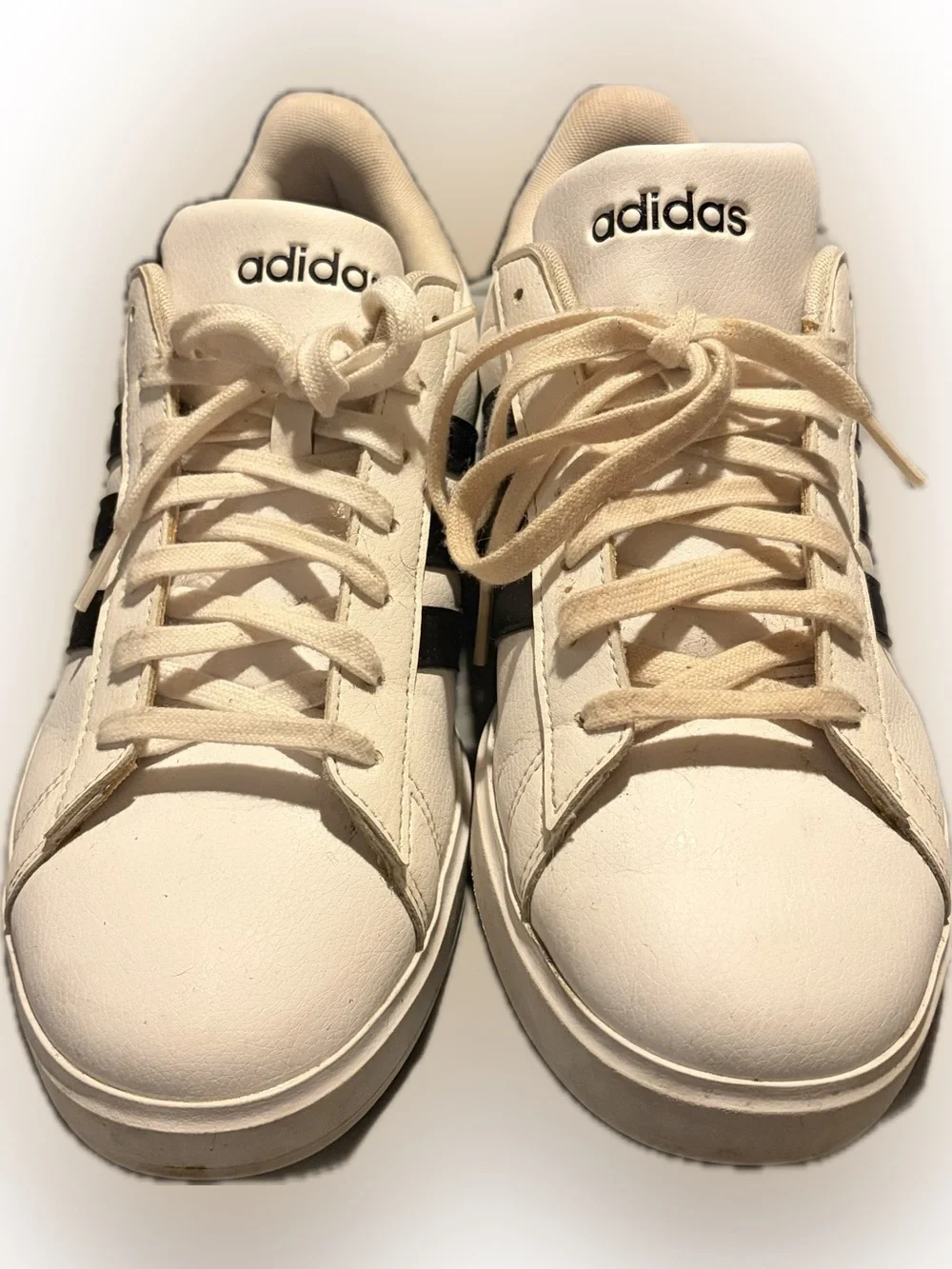 adidas White Sneakers with Black Stripes